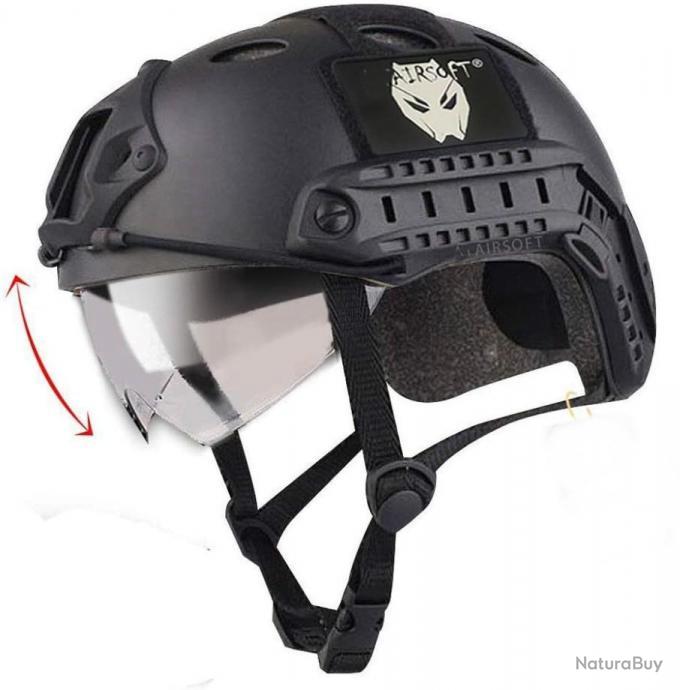 Casque Tactique Airsoft Vert Armée Avec Visière - LIVRAISON GRATUITE ET Rapide Item 8775160