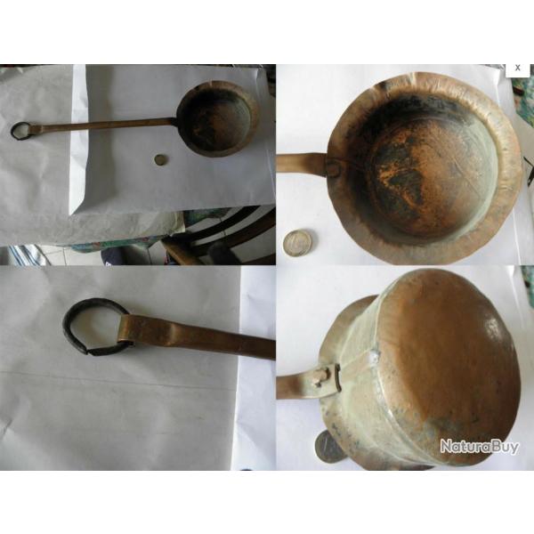 antique casserole en cuivre longueur 42.5 cm xix eme ou avant