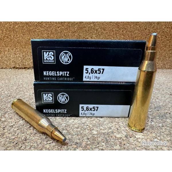 Lot de 2 boites de munitions RWS 5.6x57 KS 4.8g