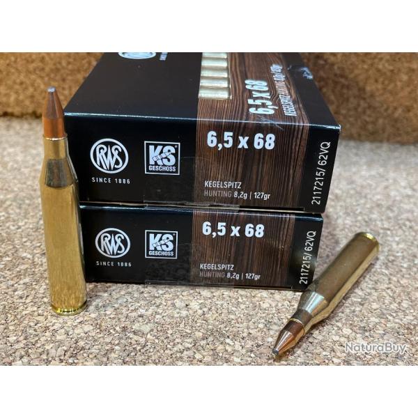 Lot de 2 boites de munitions RWS 6.5x68 KS 8.2g