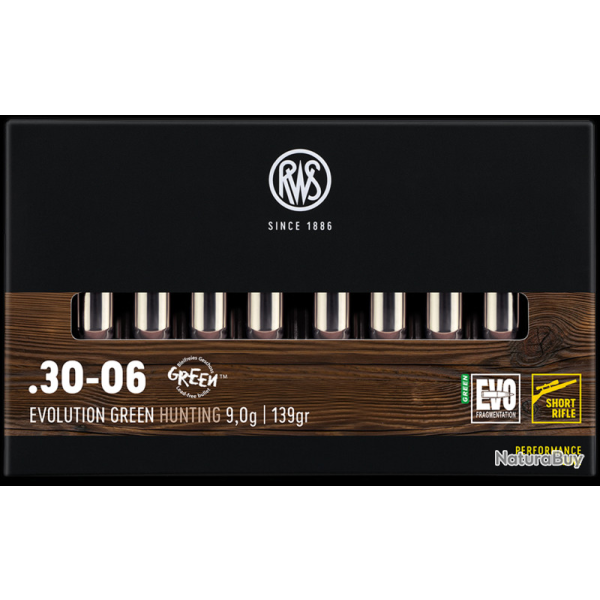 Boite de munitions RWS .30-06 EVOLUTION GREEN Short Rifle 9,0g