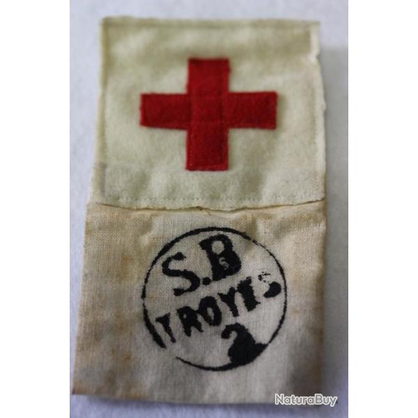 RARE  BRASSARD MILITAIRE  DE MEDECIN MAJOR   HOPITAUX DES ARMEES   TROYES  W W 1