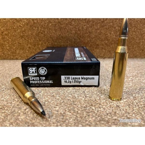 Lot de 2 boites de munitions RWS .338 Lapua Magnum SPEED TIP PRO 16,2g