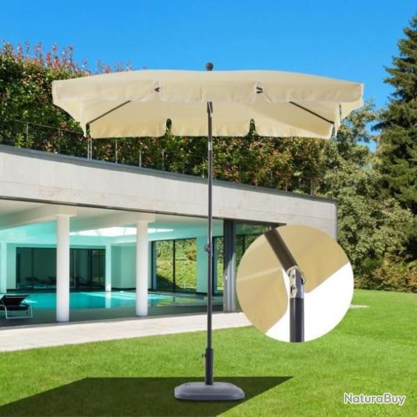 Parasol rectangulaire beige clair - 200 x 125 x 235 cm - LIVRAISON GRATUITE