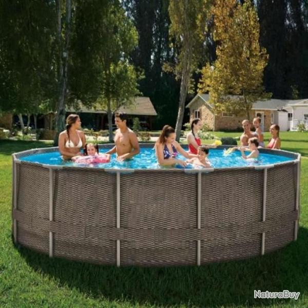 Piscine tubulaire 4.88 x 1.22 m - Rotin tress� - Livr� avec accessoires - LIVRAISON GRATUITE