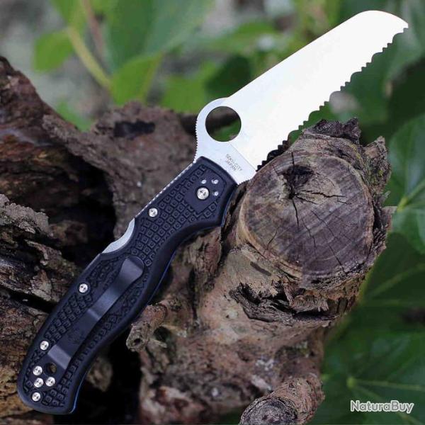 Couteau Spyderco Rescue 3 Manche Black FRN Acier VG-10 Serrated Made In Japan SC14FSBKBL3