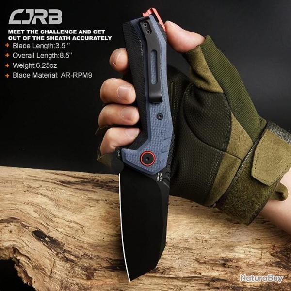 Couteau CJRB Tigris Blue/Black Lame Acier AR-RPM9 Manche G10 IKBS J1919BU