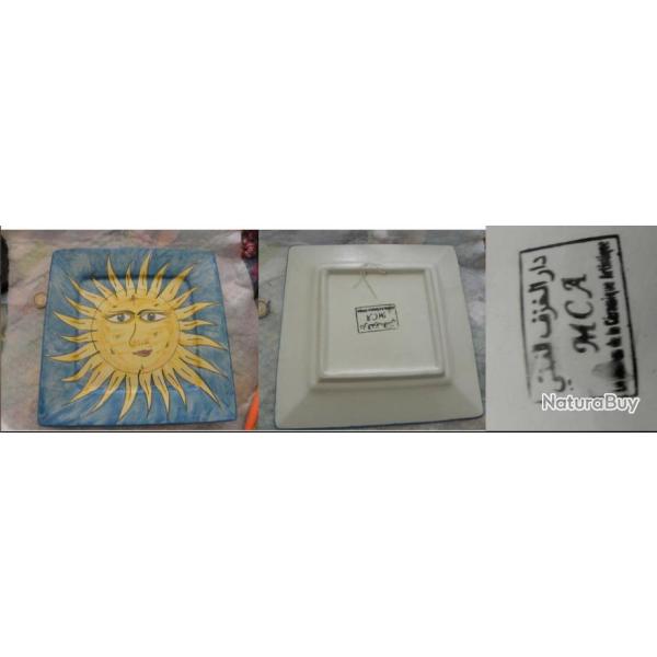 assiette en majolique Soleil 23.5 x 23.5 cm