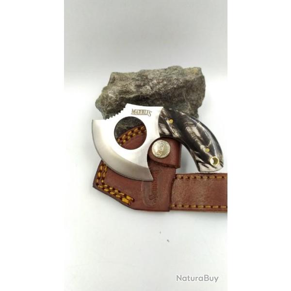 Couteau DEPECER MARBLES  Lame Acier 3Cr13 Manche CORNE Etui Cuir 1