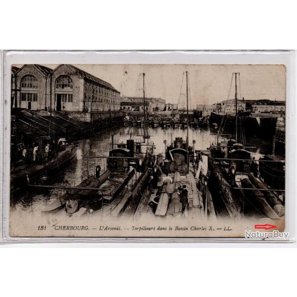 CPA - CHERBOURG - L'Arsenal - Torpilleurs dans le Bassin Charles X N�1292