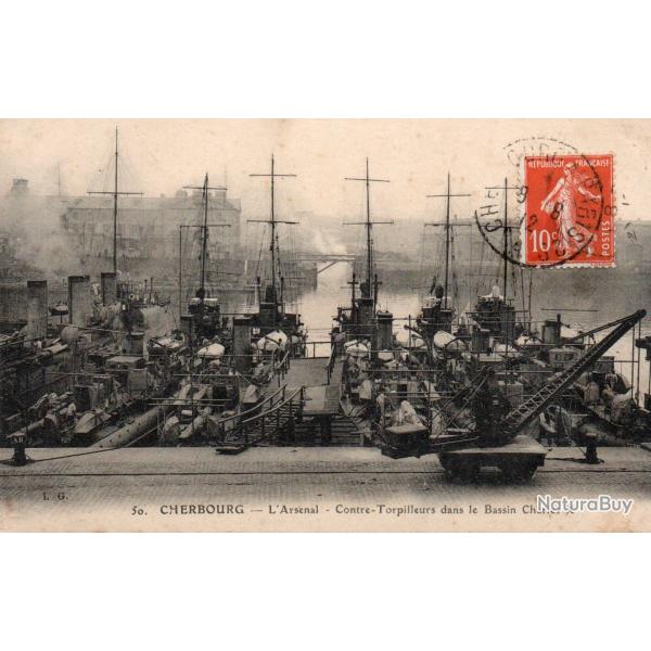 Carte Postale Ancienne - Cherbourg - L'Arsenal - Contre-Torpilleurs -N�7726
