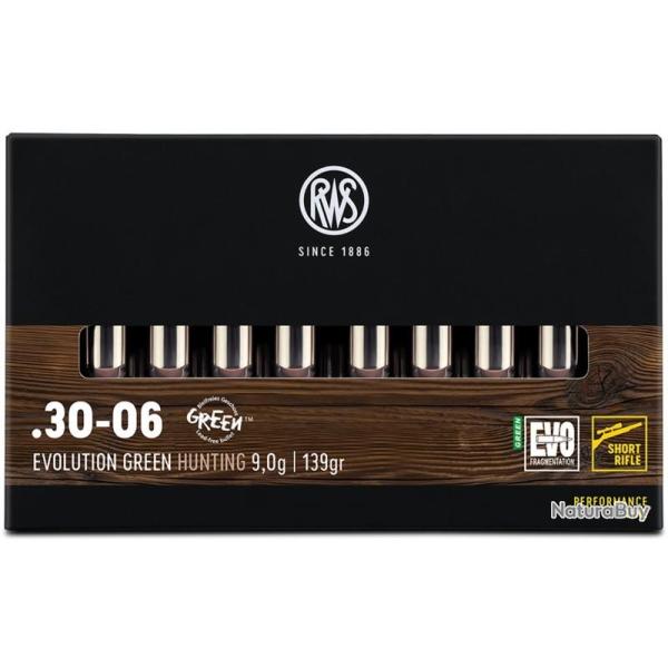 Munitions RWS Cal.30-06 Evolution green Short Rifle 9g 139gr PAR 20