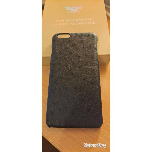 Coque Autruche Veritable pour iPhone 6+/6s +-Noir