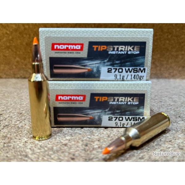 Lot de 2 boites de munitions Norma TIPSTRIKE 270 WSM 9.1g