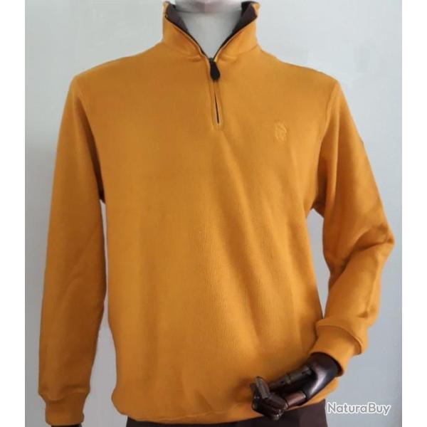 SWEAT MOUTARDE LOVERGREEN COL ZIPP TXL