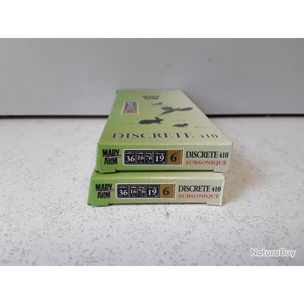 LOT DE 2 BOITES  DE CARTOUCHES MARY ARM DISCRETE CAL410 SUBSONIQUE P6