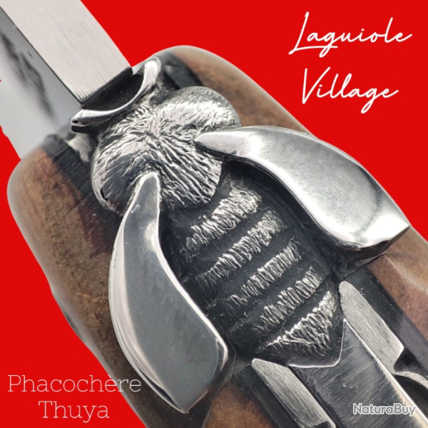 Exceptionnel Couteau Laguiole Village phacoch�re thuya mouche cisel�e couteau unique
