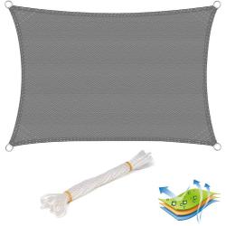 Voile d'ombrage pour jardin ext&eacute;rieur patio yard party bloc UV, 2x3m gris 19_0000959