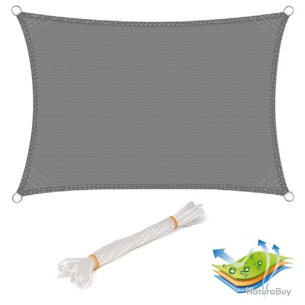 Voile d'ombrage pour jardin ext�rieur patio yard party bloc UV, 2x3m gris 19_0000959