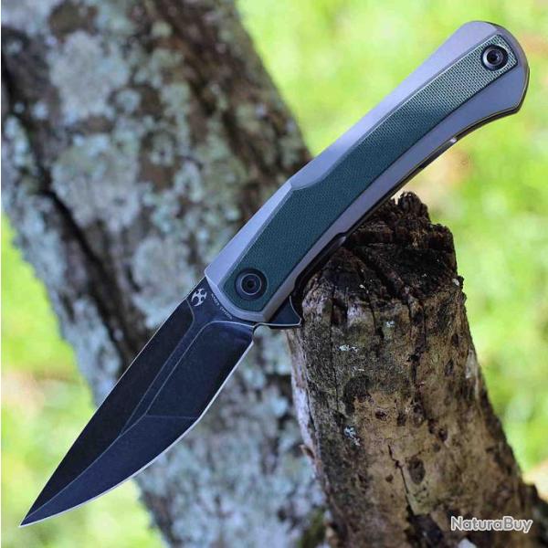 Couteau Kansept Kratos Green Lame Acier S35VN Manche G10/Titane IKBS Clip K1024A2