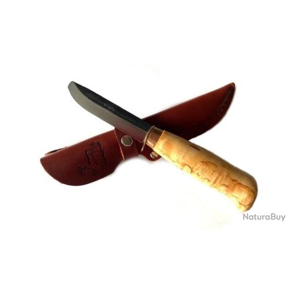 Petit couteau de chasse outdoor lapon Wood-Jewel Ensipuukko � lame arrondie