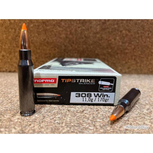 Boite de munitions Norma Tipstrike Silencer 308 Win 11g