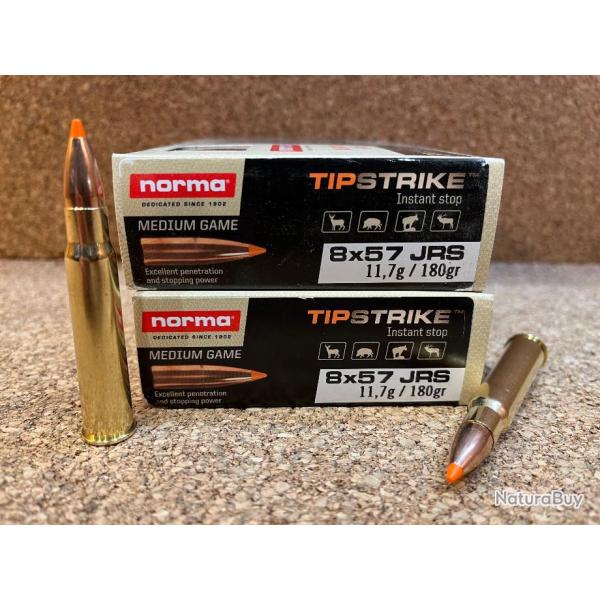 Lot de 2 boites de munitions Norma TIPSTRIKE 8x57 JRS 11,7g