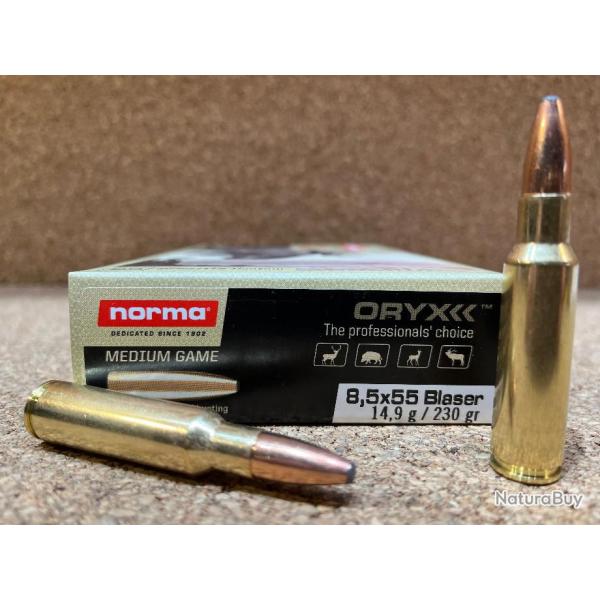 Lot de 2 boites de munitions Norma Oryx 8,5 x 55 Blaser 14.9 g