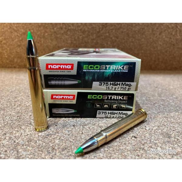Lot de 2 boites de munitions Norma ECOSTRIKE .375 Holland and Holland Magnum 16.2 g