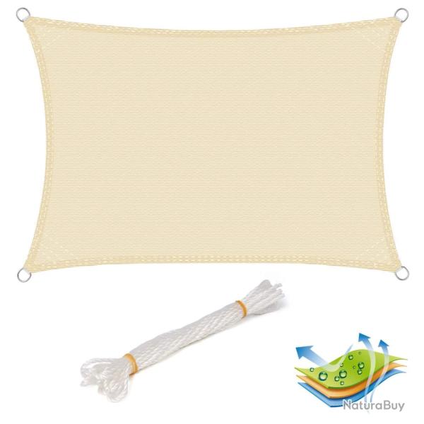 Voile d'ombrage auvent avec protection UV cr�me d�perlante 2x3 m 19_0000889