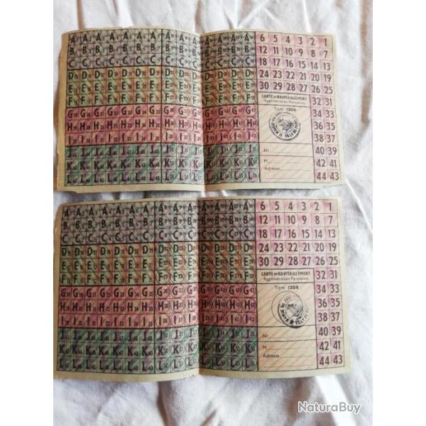 2 cartes de rationnement 2me guerre mondiale