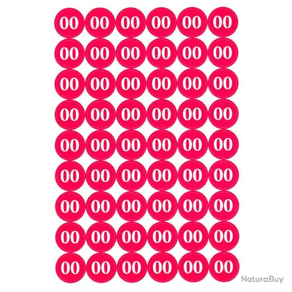 Pastilles autocollantes "00" pour cartouches de chasse - 54 pcs