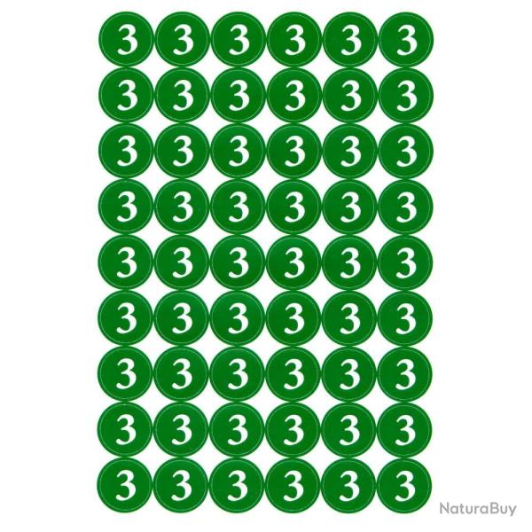 Pastilles autocollantes "3" pour cartouches de chasse - 54 pcs