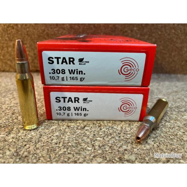LOT DE 2 BOITES  DE 20 BALLES GECO STAR 308 win, 10.7g