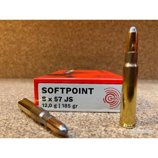 Boite de munitions GECO Cal. 8X57 JS IS demi blind�e 12g 185gr