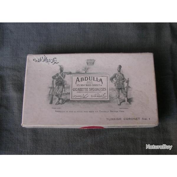 WW2 ANGLETERRE BOTE DE TABAC VIDE ANGLAIS/TURQUIE " ABDULLA  " BRITISH FIRM EN CARTON