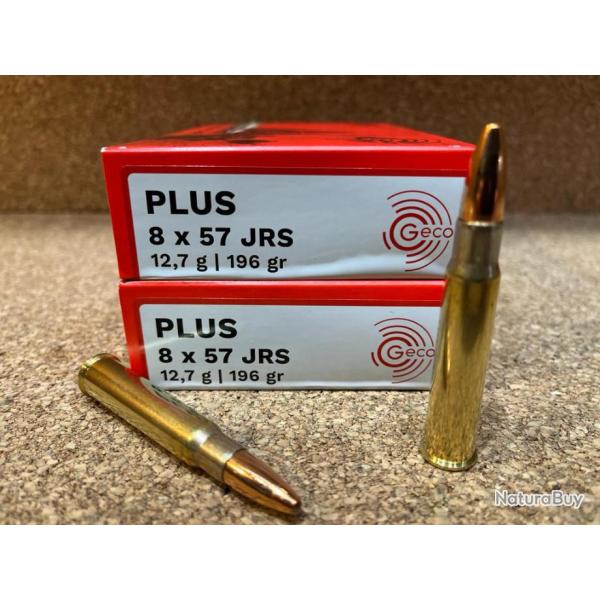 LOT DE 2 BOITES DE 20 CARTOUCHES GECO PLUS  CAL. 8 X 57 JRS 12.7 gr