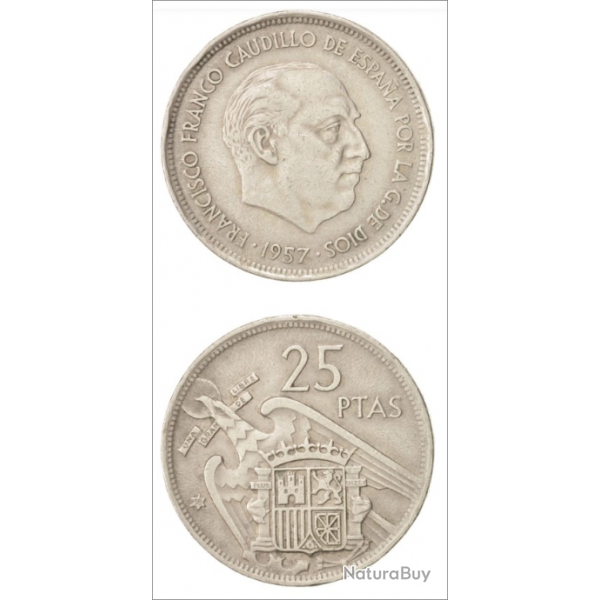 Collection Monnaie 25 PESETAS 1957 FRANCO CAUDILLO - Port Offert -