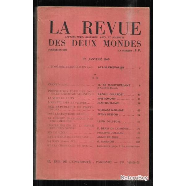 la revue des deux mondes 1er janvier 1969 , la mort du latin, louis philippe et victoria , chateaubr