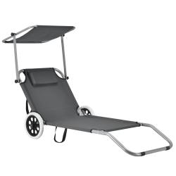 Transat avec brise-soleil et avec roulettes bain de soleil polyester et acier rev&ecirc;tu par poudre 146