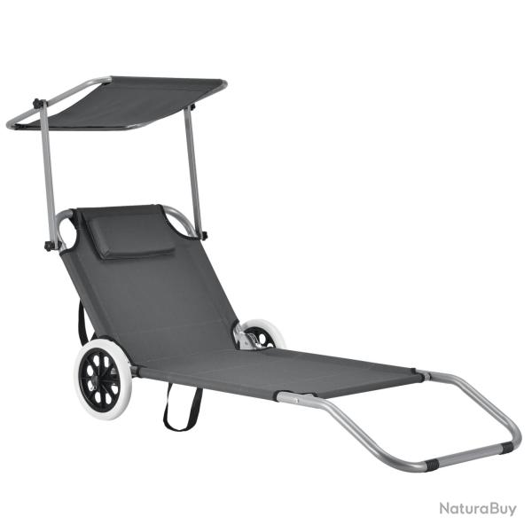 Transat avec brise-soleil et avec roulettes bain de soleil polyester et acier rev�tu par poudre 146