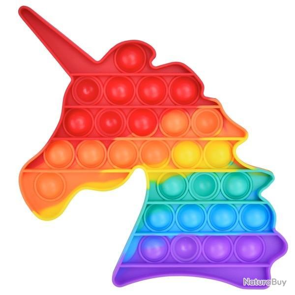 Jouet Pop Fidget anti Stress arc en ciel licorne Push Bubble pour adultes et enfants