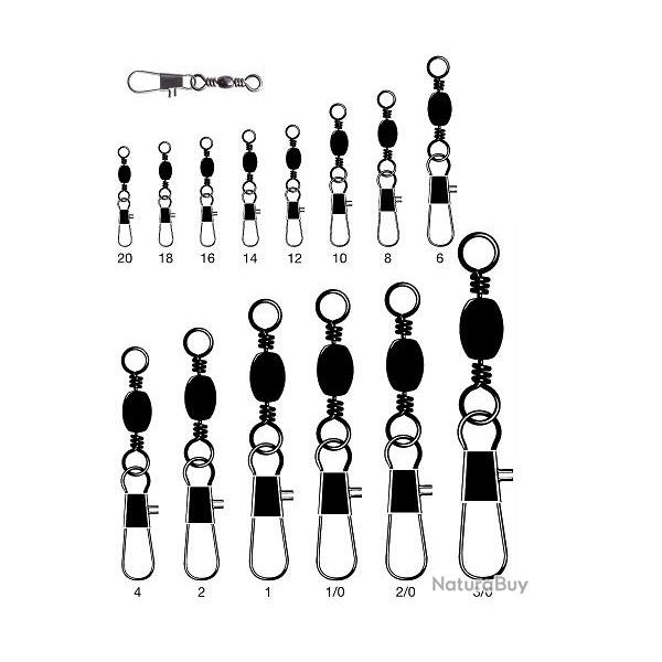 EMERILLON BARIL A AGRAFE INTERLOCK NOIR 3542 Taille 10