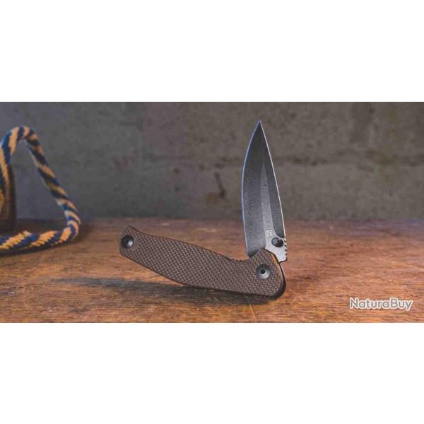 Couteau Tactical ABKT Tac Catalyst Tan Lame Acier D2 Manche G-10 IKBS Linerlock Clip AB1026T