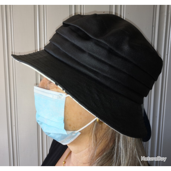 CHAPEAU FEMME COLAMTISS NOIR TOTALEMENT IMPERMEABLE  T  59