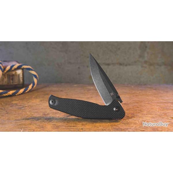 Couteau Tactical ABKT Tac Catalyst Black Lame Acier D2 Manche G-10 IKBS Linerlock Clip AB1026B