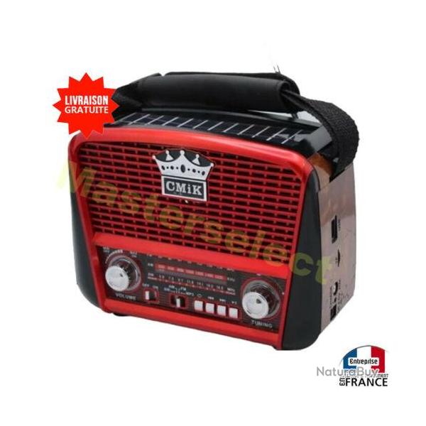 Poste radio avec FM AM bluetooth lecteur Usb SD style rtro vintage Solaire batterie