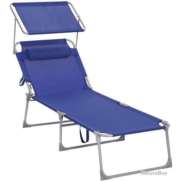 Chaise longue bain de soleil transat de relaxation grand mod�le 71 x 200 x 38 cm charge 150 kg avec