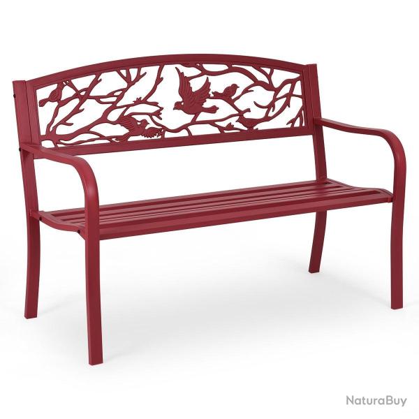 Banc de jardin en fer rsistant style contemporain 2-3 places rouge 20_0000203