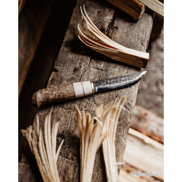 Couteau Marttiini AAPA Hiiliteras Lame Acier Carbone Manche Bouleau/Bois Renne Finlande MN131030